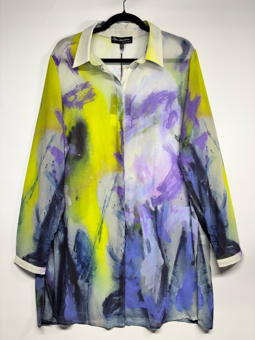✨ Claire Desjardins Artist Print Tunic Length Blouse In Multicolor Size XL -NWT - Picture 2 of 16